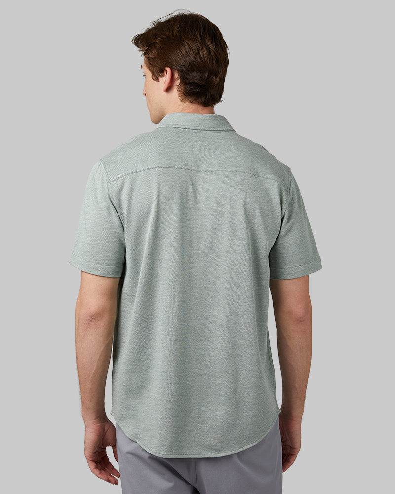 MEN'S CASUAL KNIT SHORT SLEEVE BUTTON-UP