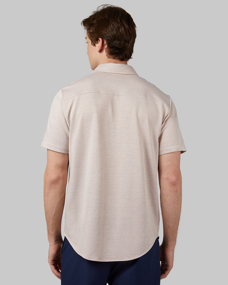MEN'S CASUAL KNIT SHORT SLEEVE BUTTON-UP