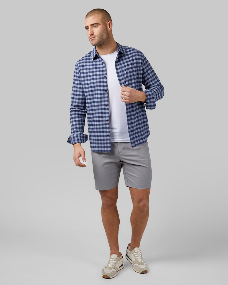 MEN'S SOFT PLAID LONG SLEEVE BUTTON-UP