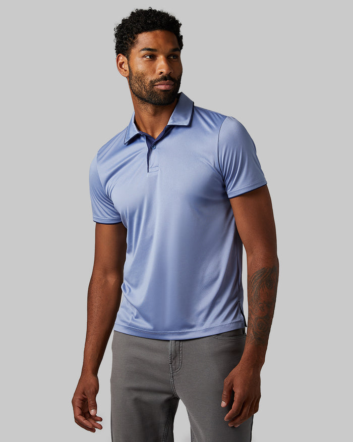 32 Degrees Gin _ Men's stretch Flow Tipped Polo {model: Nick is 6'3", wearing size M}{bottom}{right} {bottom}{right}