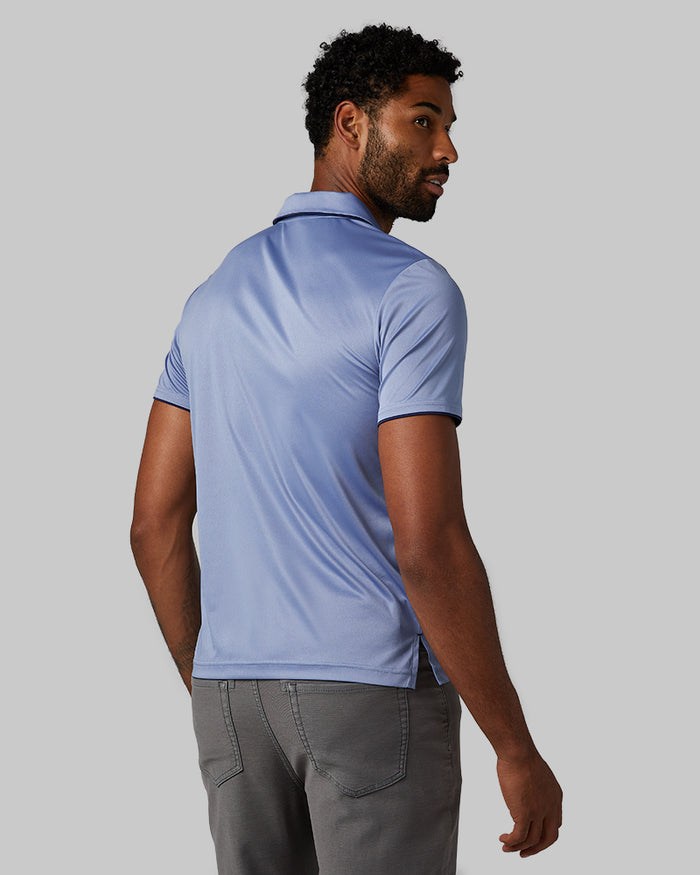 32 Degrees Gin _ Men's stretch Flow Tipped Polo {model: Nick is 6'3", wearing size M}{bottom}{right} {bottom}{right}