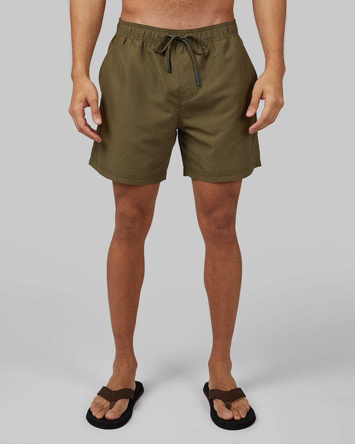 32 Degrees Dusty Olive _ Men's 6-Inch swim short {model: Beau is 6'2", wearing size M}{bottom}{right} {bottom}{right}