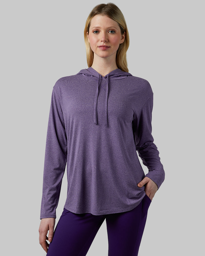 32 Degrees Women's Cool Long Sleeve Hooded T-shirt (Parachute Purple Heather)