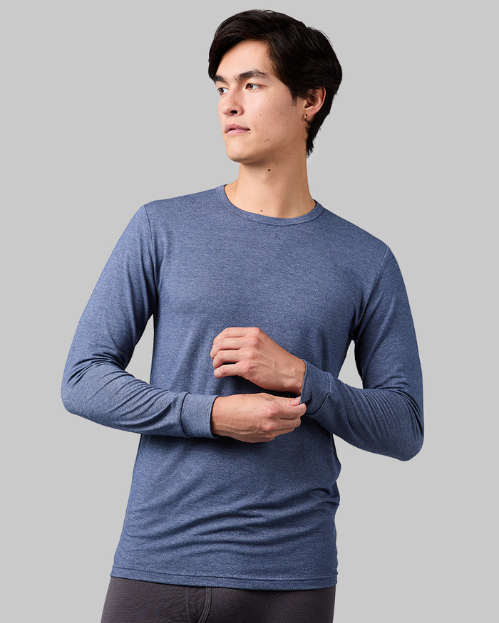 32 Degrees Marina Heather _ Men's Lightweight Baselayer Crew Top {model: Douglas is 6'2", wearing size M}{bottom}{right} {bottom}{right}