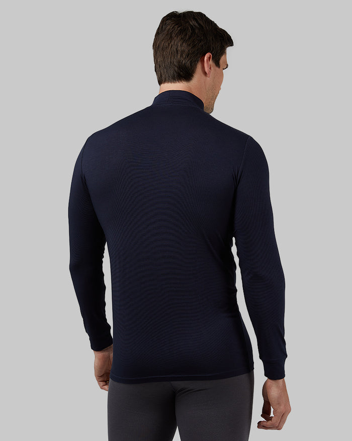 32 Degrees Stormy Night _ Men's Lightweight Baselayer Mock Top {model: Bobby is 6'1", wearing size M}{bottom}{right} {bottom}{right}
