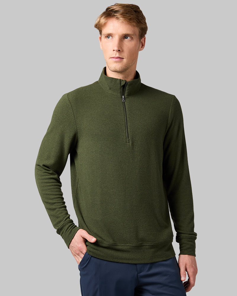 Men's Sweater Knit Quarter Zip Pullover Top