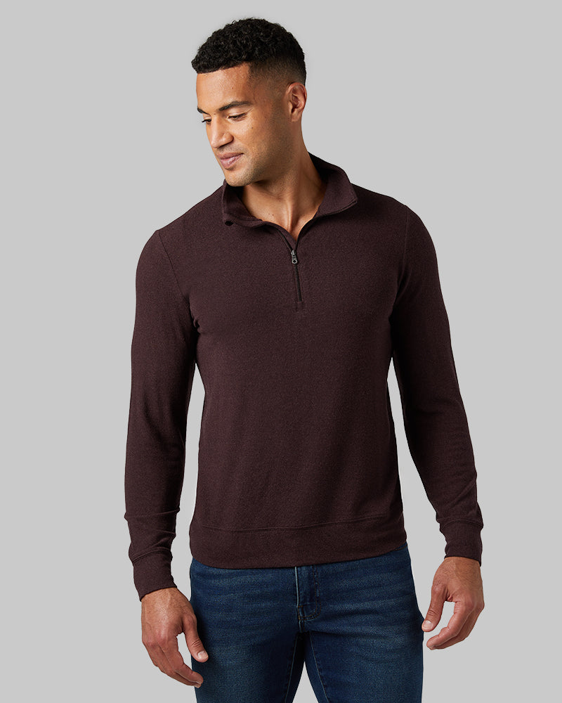 Men's Sweater Knit Quarter Zip Pullover Top