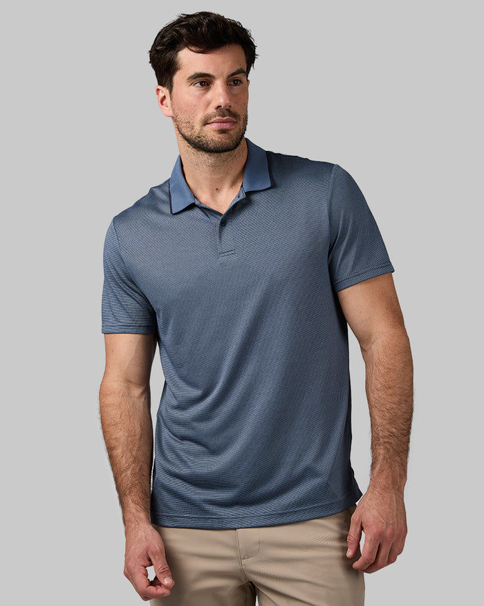 32 Degrees Navy Blazer_ Men's Air Luxe Polo {model: Dougie is 6'2", wearing size M}{bottom}{right} {bottom}{right}