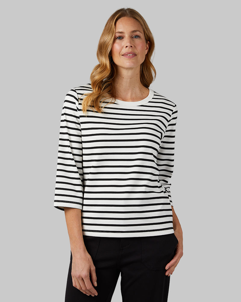 32 Degrees White_ Black Stripe _ Women