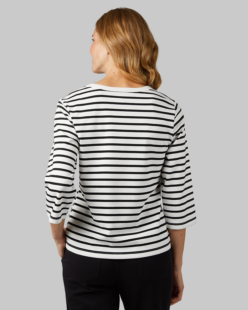 32 Degrees White_ Black Stripe _ Women