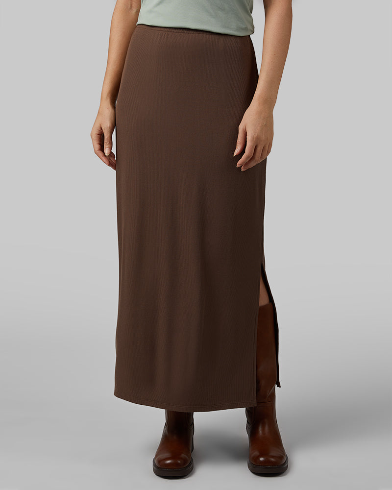32 Degrees Women's Soft Rib Maxi Skirt (Coffee Scent)