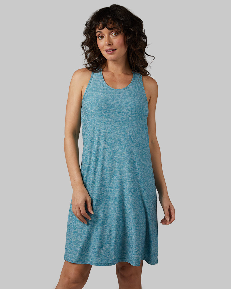 32 Degrees Women's Cool Racerback Bra Dress LARKSPUR SPACE DYE / S
