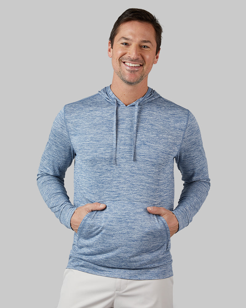 32 Degrees Men's Cool Long Sleeve Hooded T-shirt (Pigeon Blue Space Dye)