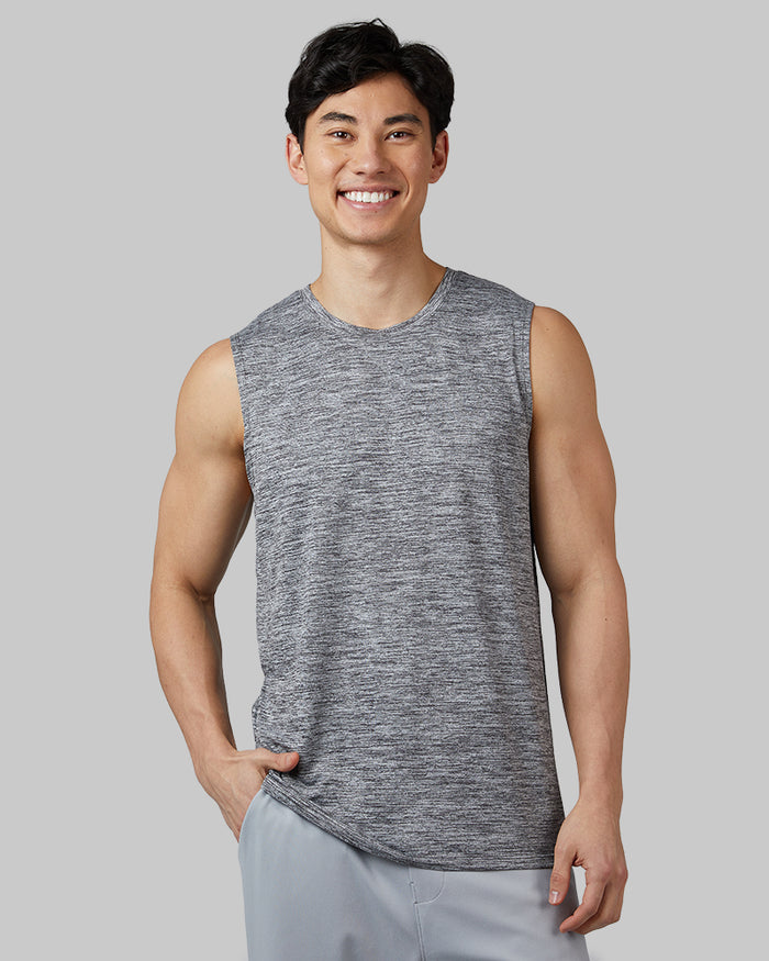 32 Degrees Black Space Dye _ Men's Cool Active Tank {model: Warwick is 6'1", wearing size M}{bottom}{right} {bottom}{right}