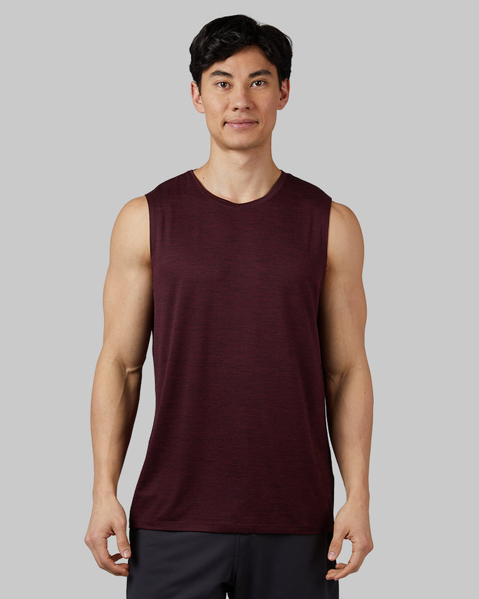 32 Degrees Oxblood Space Dye _ Men's Cool Active Tank {model: Warwick is 6'1", wearing size M}{bottom}{right} {bottom}{right}