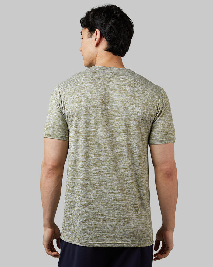 32 Degrees Artichoke Space Dye _ Men's Cool Active T-shirt {model: Warwick is 6'1", wearing size M}{bottom}{right} {bottom}{right}