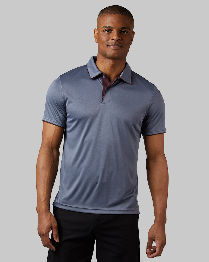 32 Degrees Men's Stretch Flow Tipped Polo (Dim Blue)