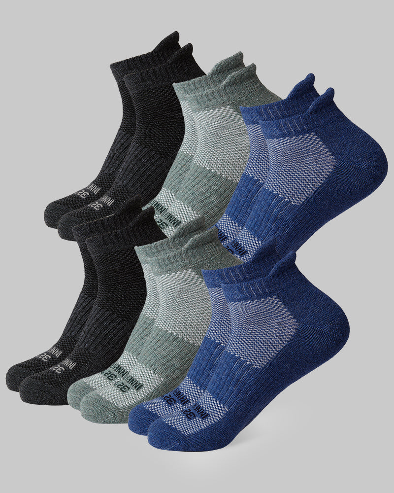 32 Degrees Men's 6-Pack Cool Comfort Ankle Running Socks - Cushioned Athletic SocksBLACK