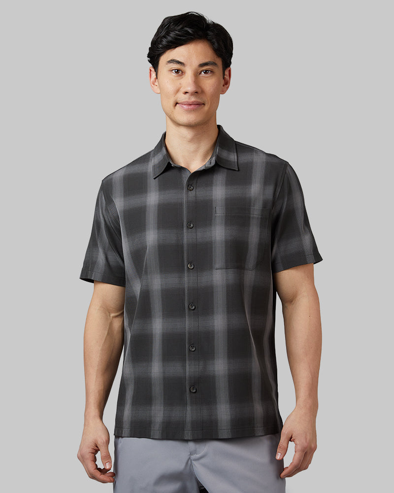 32 Degrees Men's Casual Short Sleeve Plaid Button-up Shirt (Dark Shadow Plaid)