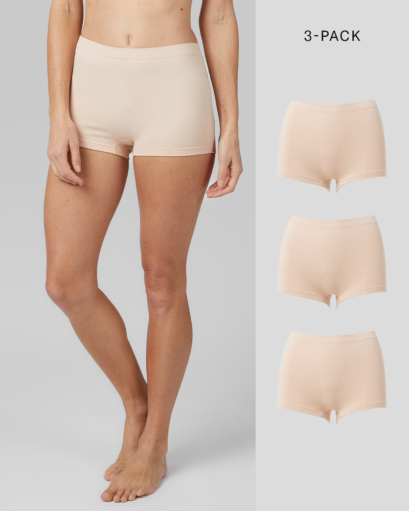 WOMEN'S 3-PACK SEAMLESS STRETCH COMFORT BOY SHORT