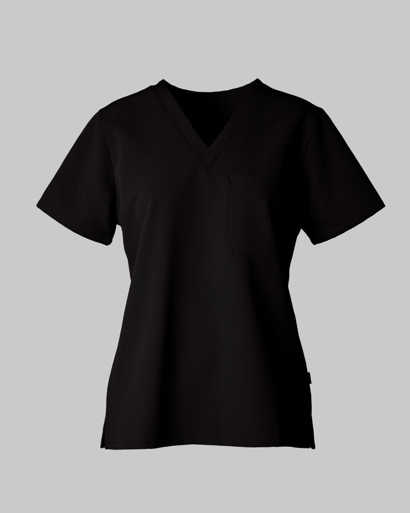 32 Degrees Black _ Womens 1-Pocket V-Neck scrub Top {bottom}{right}