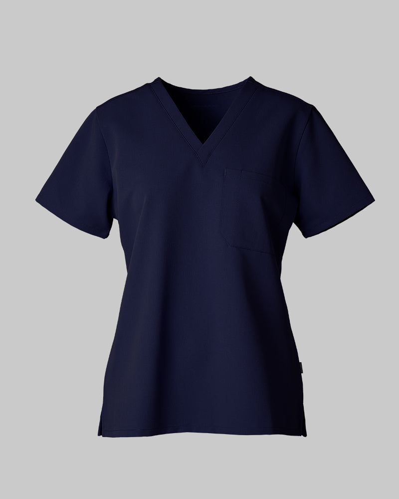 32 Degrees Navy _ Womens 1-Pocket V-Neck scrub Top {bottom}{right}