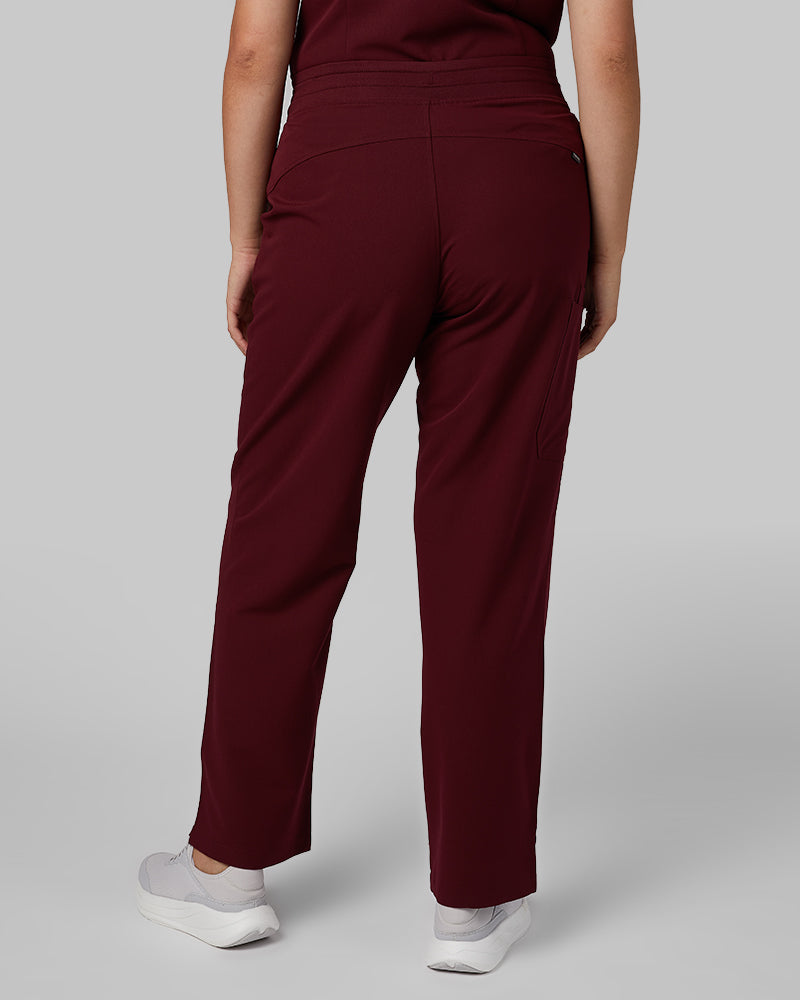 32 Degrees Burgundy _ Womens Cargo scrub Pants {model: Francesca is 5