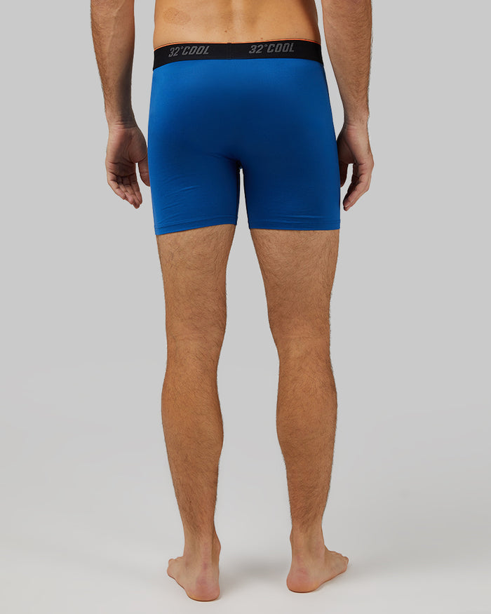 32 Degrees Emotion Blue _ Men's Cool Active Boxer Brief {model: Fran is 6'2", wearing size M}{bottom}{right} {bottom}{right}