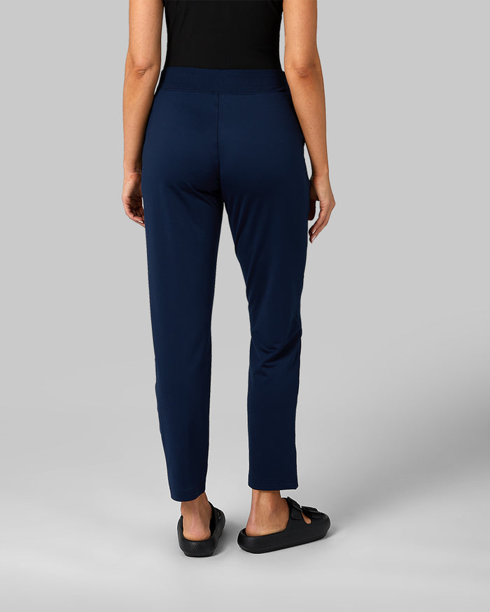 32 Degrees Dress Blue _ Women's Ultra-Comfy Everyday Pant {model: Bruna is 5'7.5" and size 4, wearing size S}{bottom}{right}{bottom}{right}