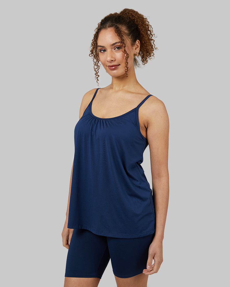 32 Degrees Inky Indigo _ Womens Cool Flowy Bra Cami {model: Yanisha is 5