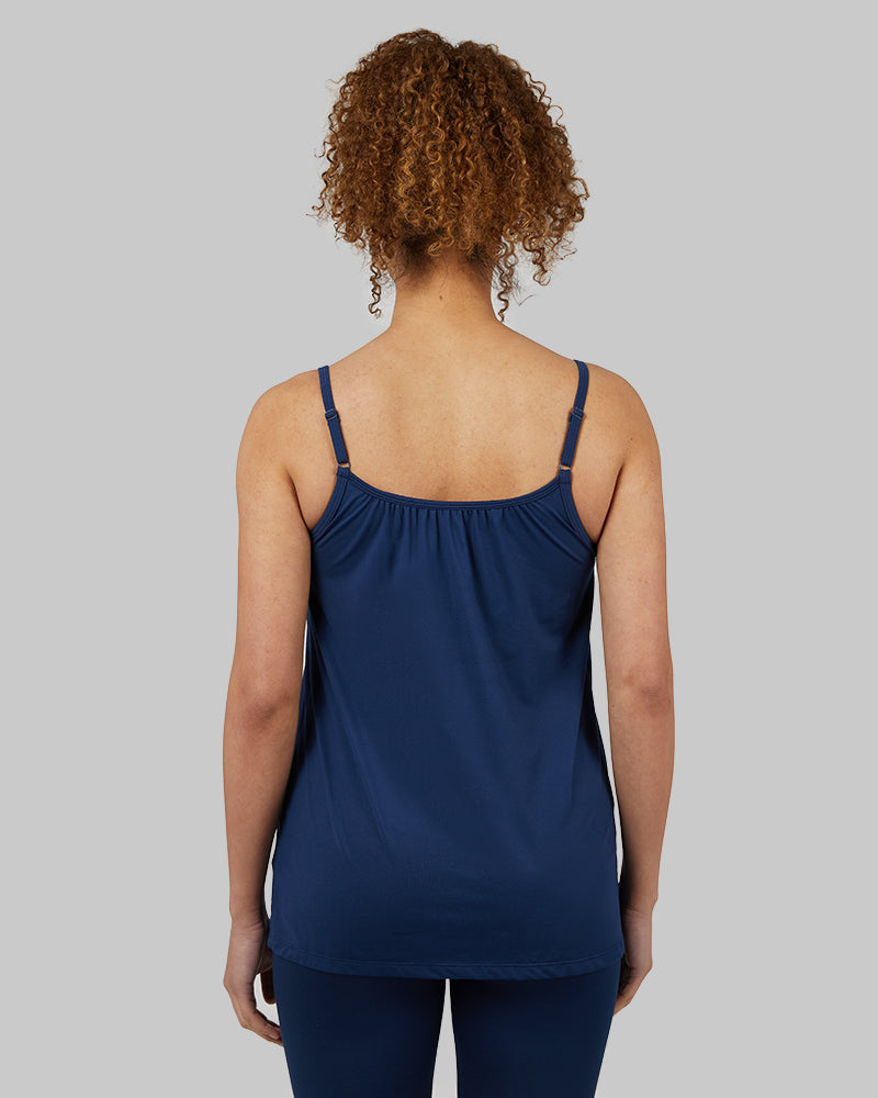 32 Degrees Inky Indigo _ Womens Cool Flowy Bra Cami {model: Yanisha is 5