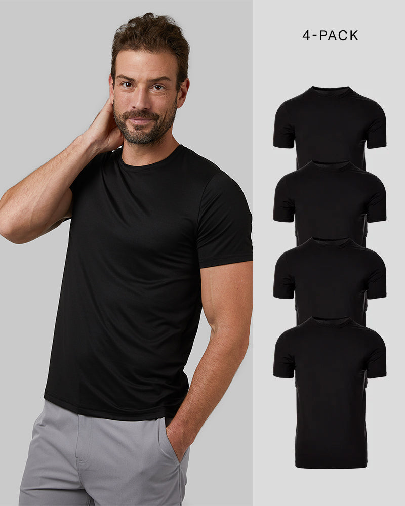 【THROW】VARIOUS NECK T／SH PACK Men's 4-Pack Cool VNeck T-Shirt