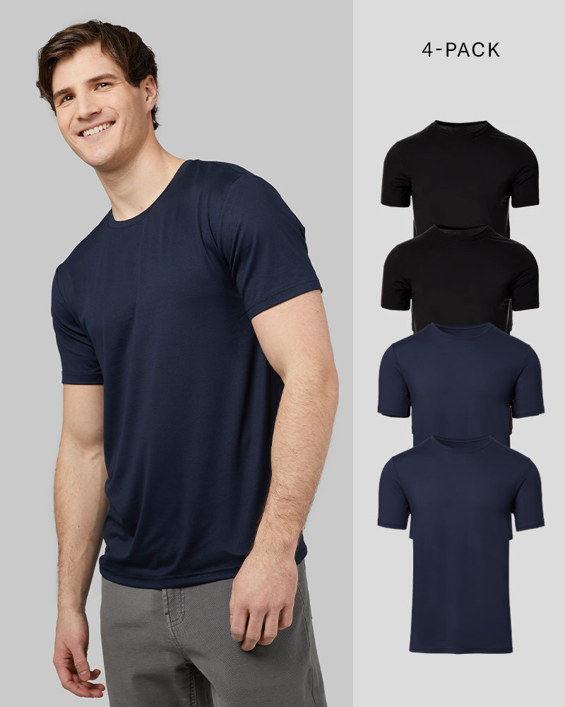 【THROW】VARIOUS NECK T／SH PACK CYZ Men's 3-PK 100% Cotton Crew Neck T-Shirt-BlackGreyWhite