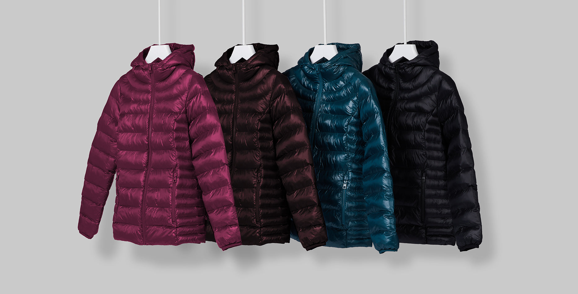 Women's Shiny Poly-Fill Hooded Jacket