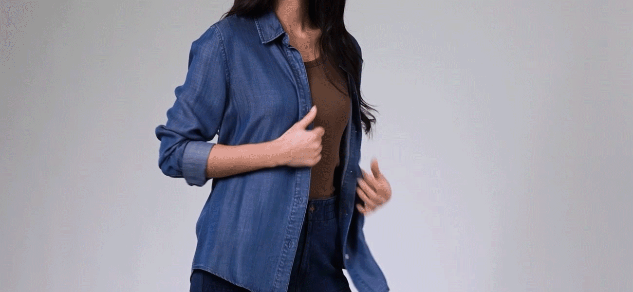 WOMEN'S CHAMBRAY LONG SLEEVE BUTTON-UP