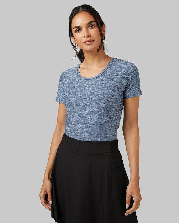 32 Degrees Women's Cool Fitted T-Shirt (Xenon Blue Space Dye)