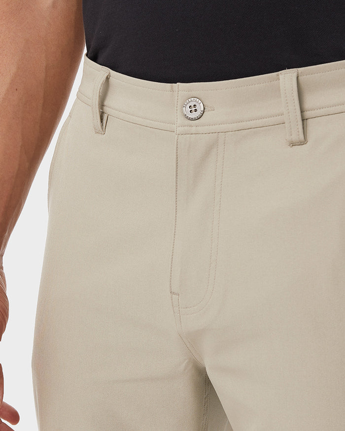 32 Degrees Dusty Khaki_ Men's Stretch Woven Pant {model: Hugo is 6'1", wearing size 32}{bottom}{right}